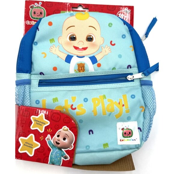 CoComelon Toddler Backpack With Safety Harness & Detachable Tether Blue & Multic - Picture 2 of 3